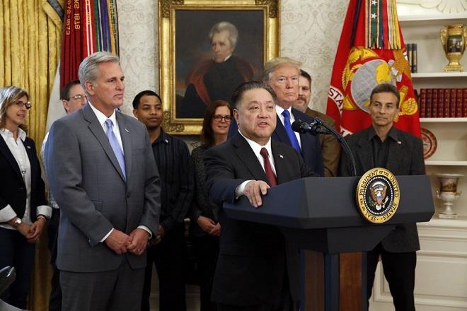 US President Donald J. Trump makes an announcement on jobs